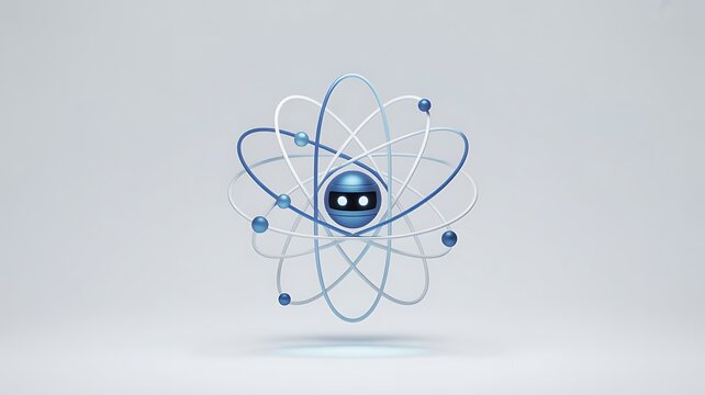 Blue Rutherford Atom Model Scientific Illustration