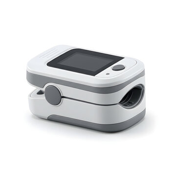 Modern portable mini projector with remote control isolated on white background