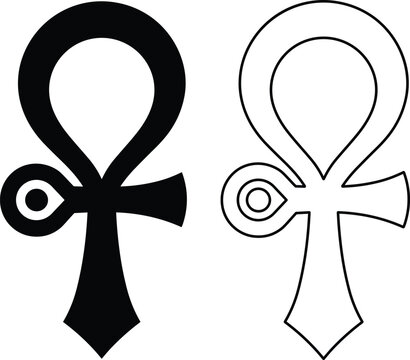 Black and white of the egyptian ankh symbol representing life and immortality isolated on a white background, for historical themes