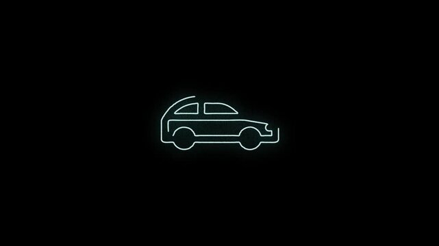 Minimalist glowing car icons animated sequence showing progressive detail growth on dark background for modern user interface design and digital automotive presentation graphics