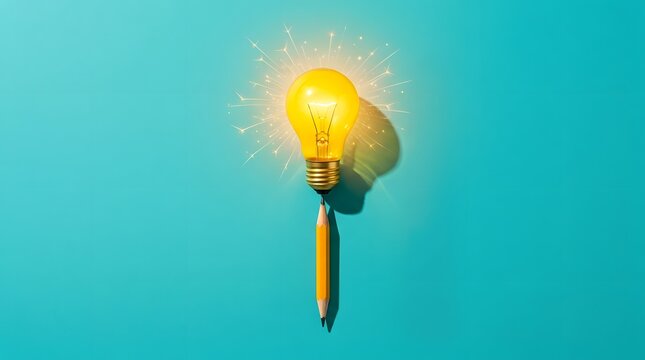 Teacher day concept bright idea lightbulb with pencil education innovation and appreciation