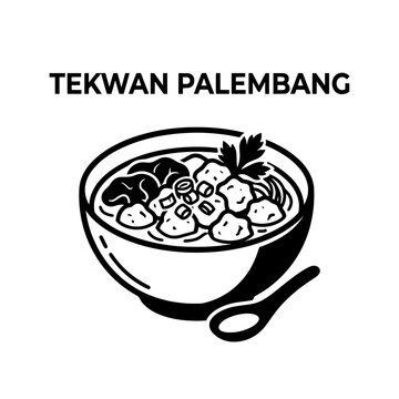 Tekwan Palembang Traditional Soup Bowl with Ingredients.