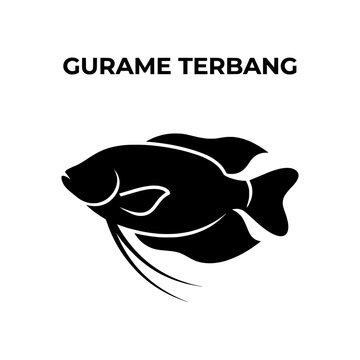 Gurame Terbang Fish Illustration in Black and White.
