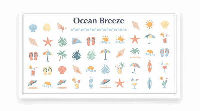 Ocean Breeze Collection: Summer Beach & Travel Icons - Vector Graphics