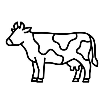 cow side profile line icon with editable stroke