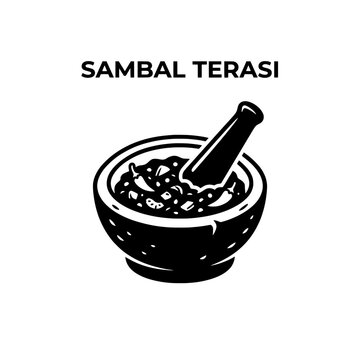 Traditional Sambal Terasi in a Bowl with Pestle.