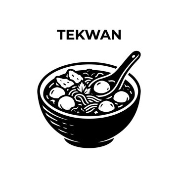 Tekwan Traditional Soup Bowl with Noodles and Meatballs.