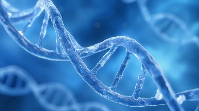 3D Animation of a blue DNA Helix Structure rotating. Genetics, Gene Sequencing, Molecular Biology Science, Gene Expression Mutation. multi-color.
