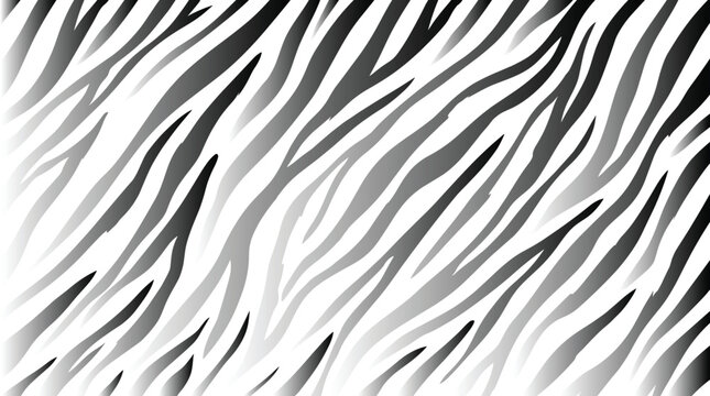Abstract zebra stripe pattern with monochrome black and white wavy lines and gradient texture effects
