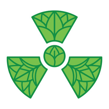 Vector illustration of a nuclear radiation symbol with a green leaf pattern