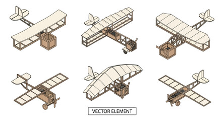Vintage isometric aircraft frame models set © Syahrul
