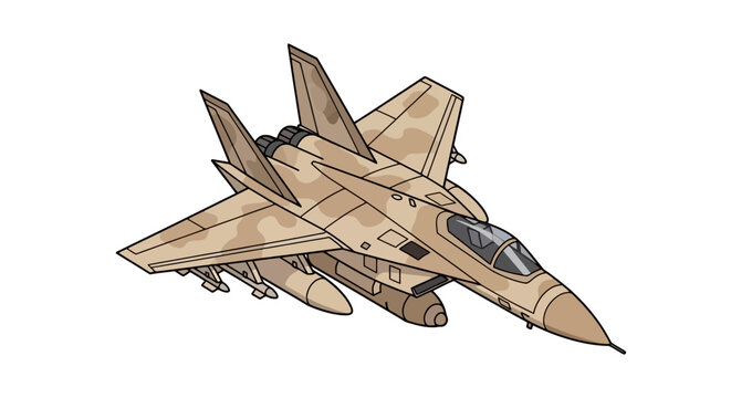 Military fighter jet in desert camouflage pattern