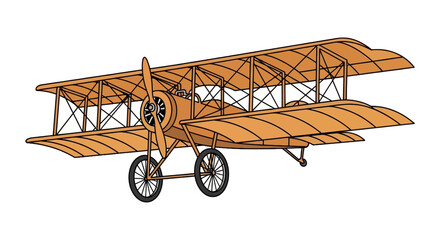 Classic orange biplane aircraft with propeller © Syahrul