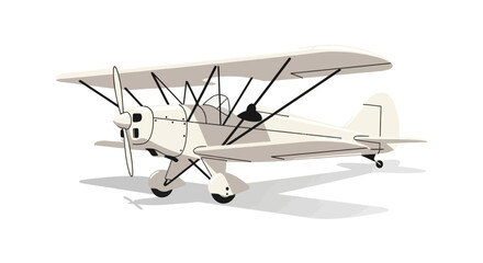 Classic white vintage biplane with large propeller © Syahrul
