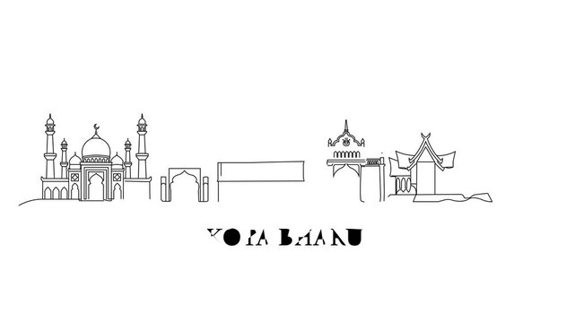 Simple line art shows Kota Bharu's skyline