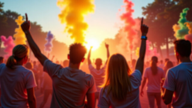 Design style concept nature iteration landscape photography People celebrate at colorful carnival outdoors ar beautiful