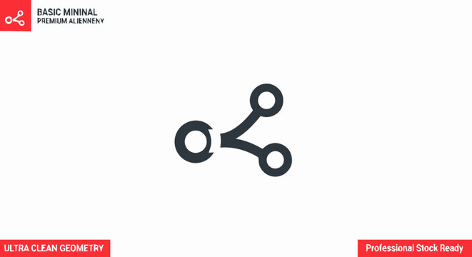 Minimalist black share icon representing network connection and digital communication on a white background.