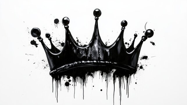 Black crown dripping paint splatter.