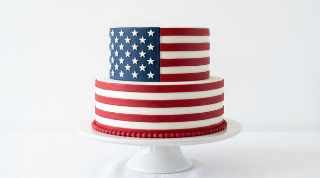 Patriotic labor day celebration cake american flag tiered dessert for holiday events and parties