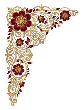 Intricate Red and Gold Vintage Corner Frame