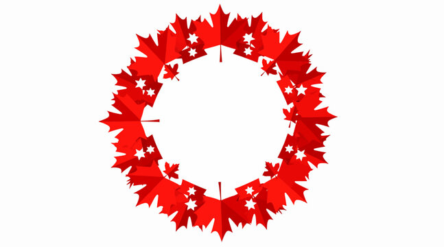 red maple leaves circular border
