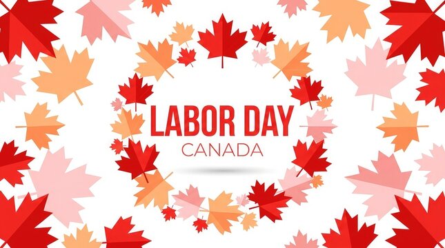 Labor day celebration in canada autumn maple leaves wreath with festive typography
