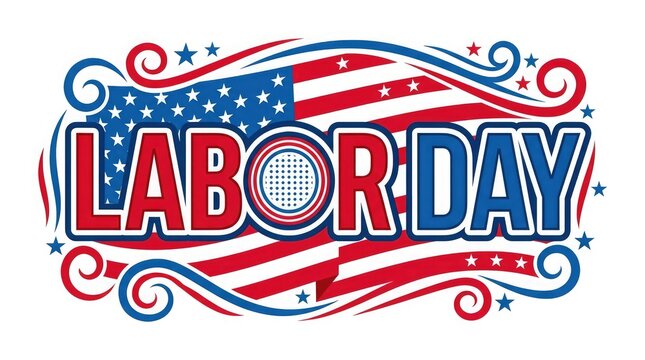 Labor day celebration graphic patriotic american flag typography for holiday sales and marketing campaigns