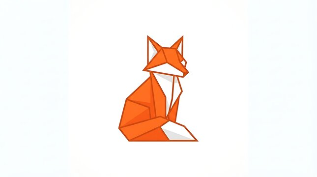 Geometric orange fox sitting