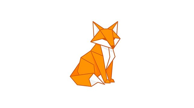 Geometric orange fox sitting