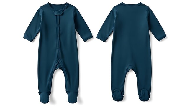 mockup of a dark cyan color baby footed pajamas