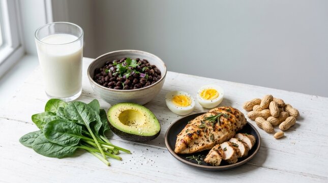 Nourishing sources of lysine: beans, chicken, milk, and spinach in a protein-rich Natural food lysine include high protein