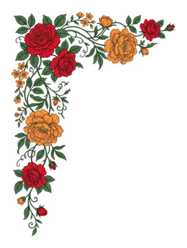Red Rose and Peony Floral Corner Arrangement