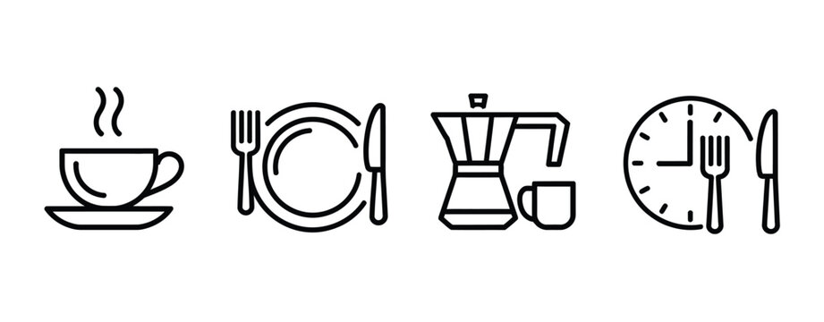 Lunch Break Icon, Symbols for Meal Time and Workplace Schedule