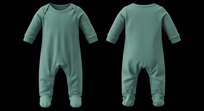 mockup of a seafoam green color baby footed pajamas