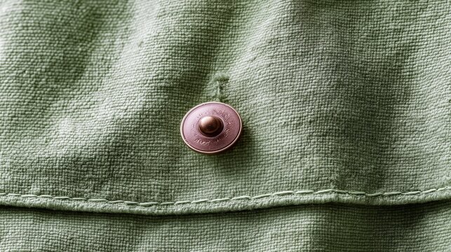 Macro editorial photograph of a gardener's work apron in sage green