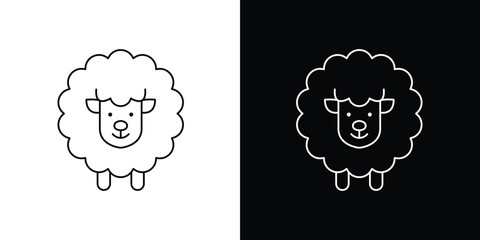 Outline Sheep Icon and Silhouette Vector, Minimalist and Stylized Farm Animal Graphics © Tifany