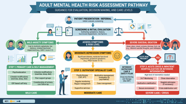Mental Health Guidance Flowchart for Adult Anxiety Symptoms and Self-Management Steps