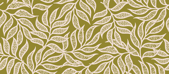Naklejka premium Abstract floral leaf seamless pattern with baroque style. floral pattern background. 
