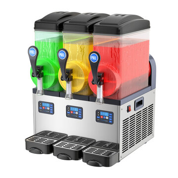 Slush machine with three colours liquid dispenser isolated on transparent background - 3d PNG illustration