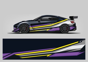 Yellow Accent Motorsport Vehicle Wrap Template Vector © Lancar