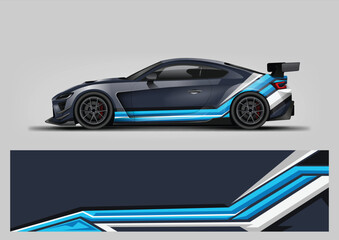 Blue Motion Side Decal Vehicle Wrap Vector © Lancar