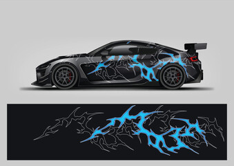 Blue Electric Bolt Car Wrap Design Vector © Lancar