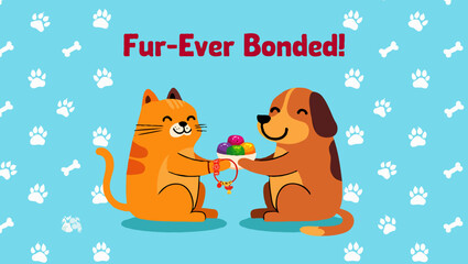 Fototapeta premium A cat and dog are furever bonded