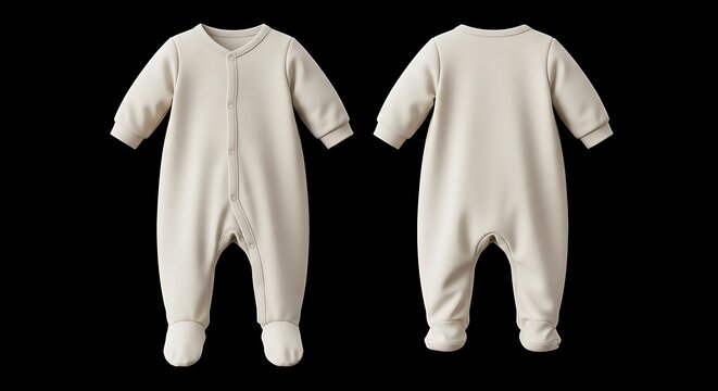 mockup of a cream color baby footed pajamas