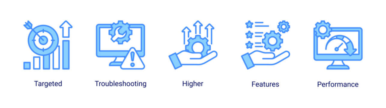 Network Operations icon set vector illustration featuring troubleshooting,performance,and internet service optimization concepts.