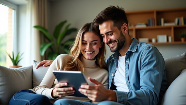 Home comparing online options iteration and planning purchase Useful for e commerce digital services household