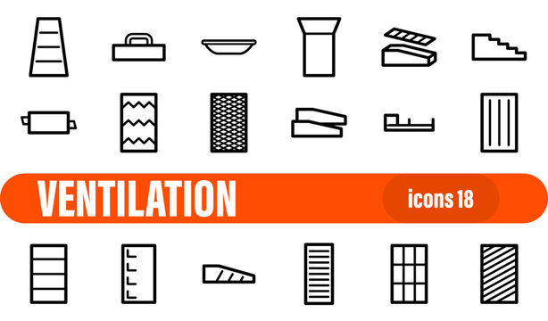 Industrial Ventilation and HVAC Ducting Icon Set