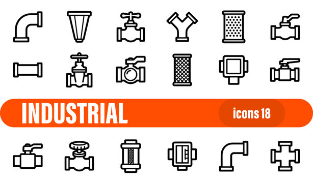 Industrial Plumbing and Valve Icons