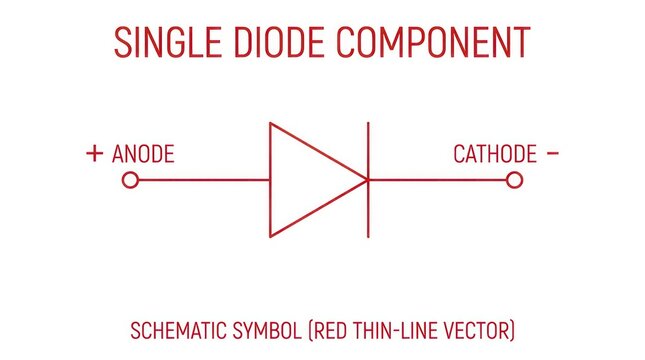Schematic symbol of single diode component for electrical and technical circuit design.