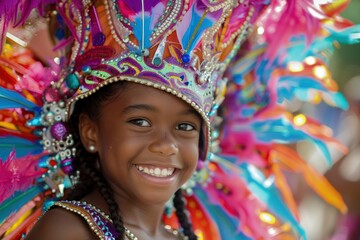 Fototapeta premium Latina Caribbean girl parade carnival wedding.